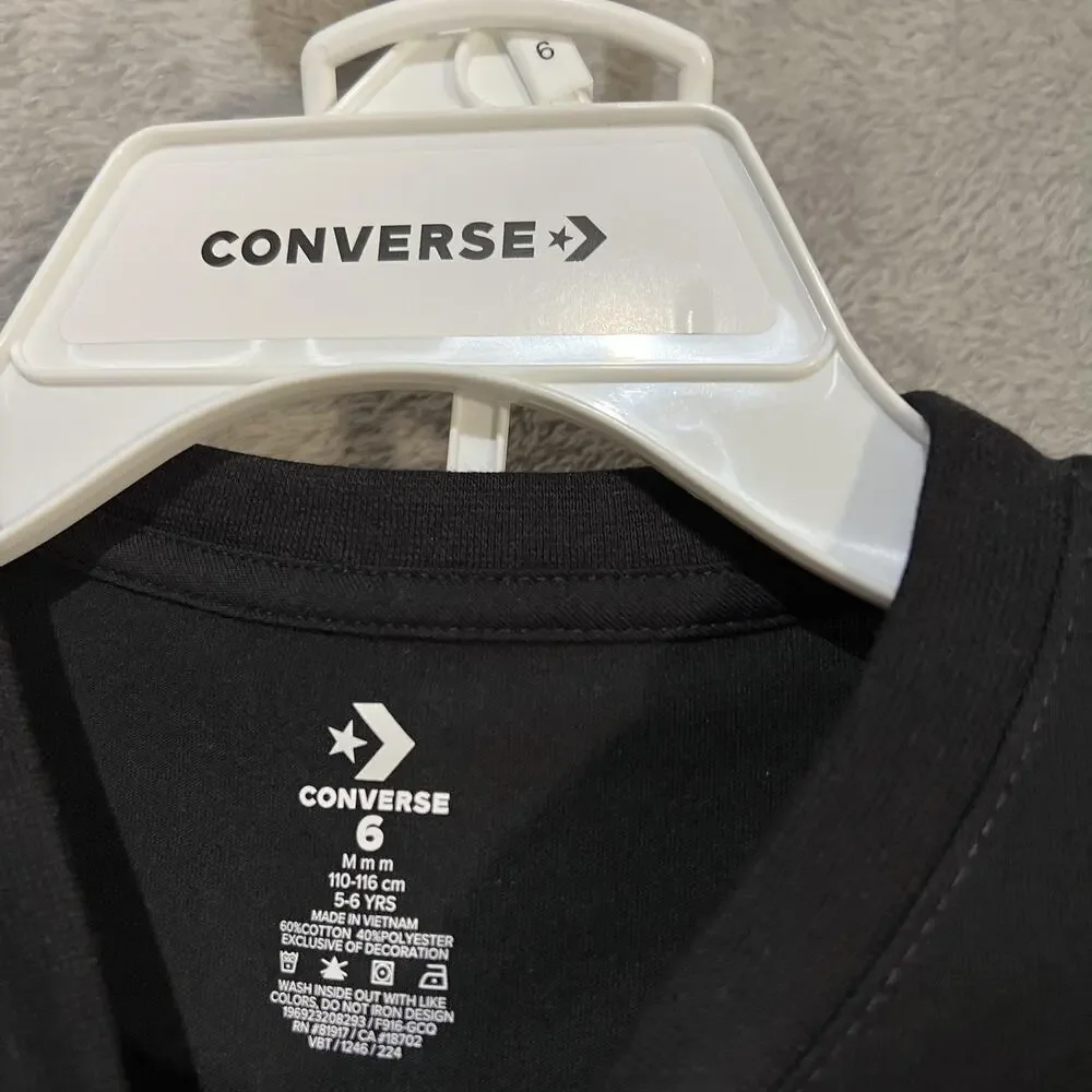Converse Shirt Shorts Set Boys Size 6 Black Gray All Star 2 Piece New
